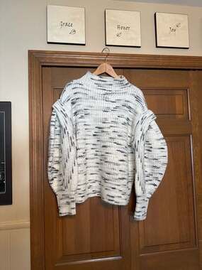 Varley Belgrave Knit Dalmatian Print Funnel Neck Sweater